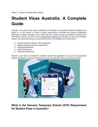 Student visas Australia