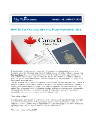 How To Get A Canada Visit Visa From Hyderabad