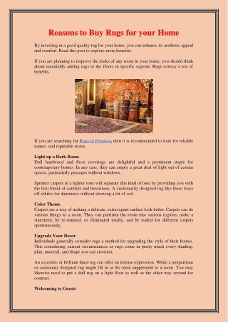 Reasons to Buy Rugs for your Home