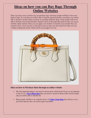 Ideas on how you can buy bags through online websites