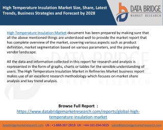 High Temperature Insulation Market Size, Share, Latest Trends, Business Strategies and Forecast by 2028