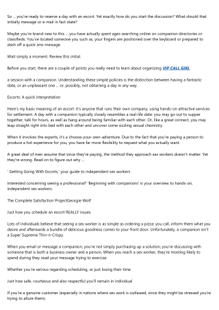 12 Steps to Finding the Perfect CALL GIRL