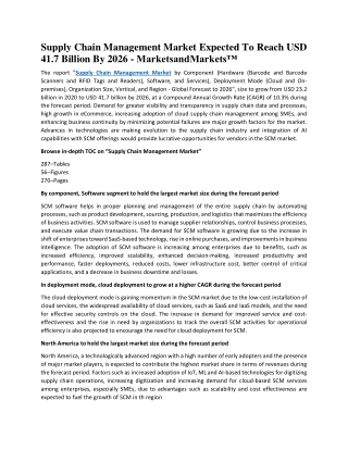 Supply Chain Management Market Expected To Reach USD 41.7 Billion By 2026
