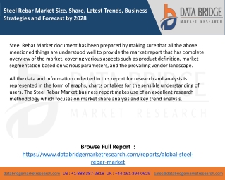 Steel Rebar Market Size, Share, Latest Trends, Business Strategies and Forecast by 2028