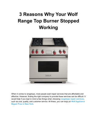 3 Reasons Why Your Wolf Range Top Burner Stopped Working