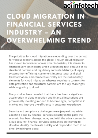 Cloud Migration in Financial Services Industry – an Overwhelming Trend