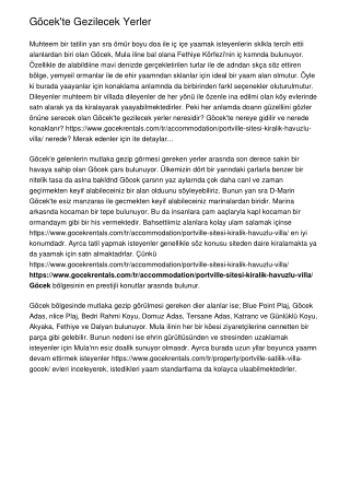 Göcek'te Gezilecek Yerler