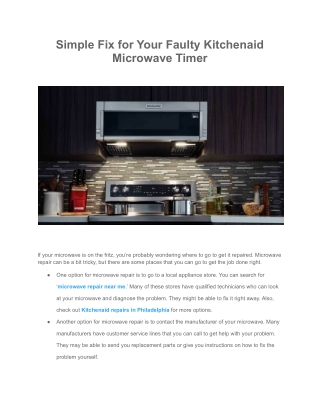 Simple Fix for Your Faulty Kitchenaid Microwave Timer