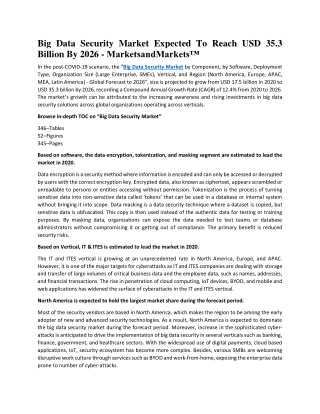 Big Data Security Market Expected To Reach USD 35.3 Billion By 2026