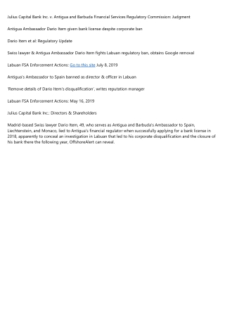 Swiss lawyer Dario Item lied to obtain Antigua banking license, judgment shows