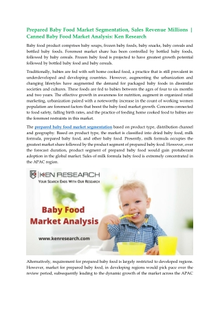 Prepared Baby Food Market Segmentation, Sales Revenue Millions