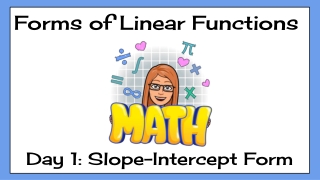 y=mx b Slope Intercept Form Math Notes