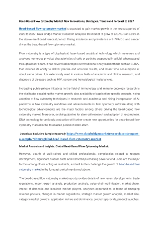 Bead-Based Flow Cytometry Market New Innovations, Strategies, Trends and Forecast to 2027