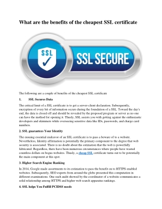 What are the benefits of the cheapest SSL certificate