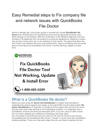 Easy Remedial steps to Fix company file and network issues with QuickBooks File Doctor