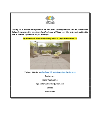 Affordable Tile And Grout Cleaning Services  Cipkarrestoration.ca