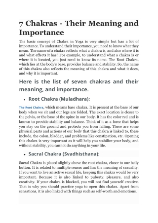 7 Chakras - Their Meaning and Importance