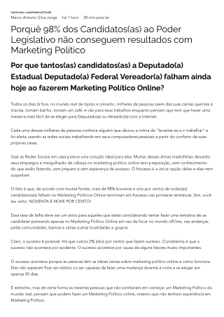 Porquê 98porcento dos Candidatos(as) ao Poder Legislativo não conseguem resultados com Marketing Político