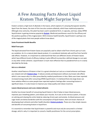 A Few Amazing Facts About Liquid Kratom That Might Surprise You