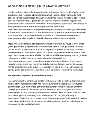 Konaklama Hizmetleri İçin En Güvenilir Adresiniz