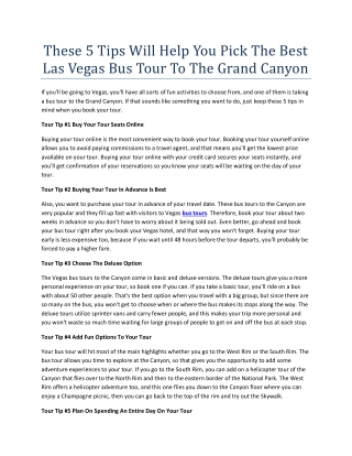 These 5 Tips Will Help You Pick The Best Las Vegas Bus Tour To The Grand Canyon