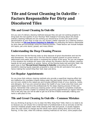 Different Cleaning Products for Different StainsTile and Grout Cleaning in Oakv