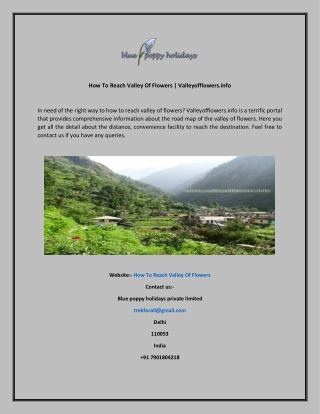 How To Reach Valley Of Flowers  Valleyofflowers.info