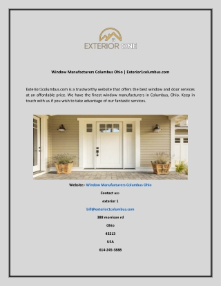 Window Manufacturers Columbus Ohio  Exterior1columbus