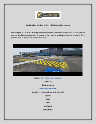 Car Park Line Marking Sydney  Citylinemarking.com