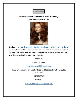 Professional Hair and Makeup Artist in Sydney | Adatewithcharlotte.com