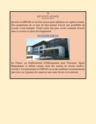 INVESTIR OU INVESTISSEMENT EN EHPAD