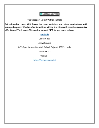 The Cheapest Linux VPS Plan In India