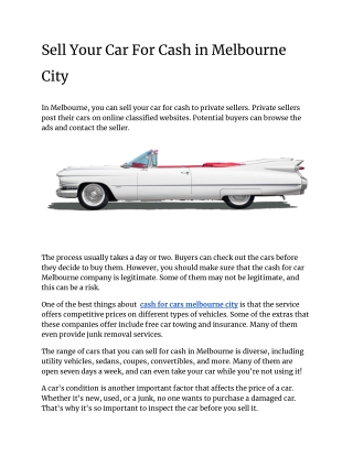 Sell Your Car For Cash in Melbourne City