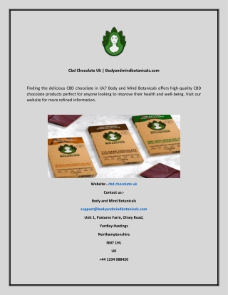 Cbd Chocolate Uk  Bodyandmindbotanicals