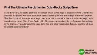 How to Find the Ultimate Solution for a QuickBooks Script Error