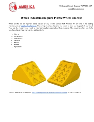 Which Industries Require Plastic Wheel Chocks?