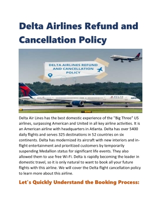 Delta Airlines Refund and Cancellation Policy