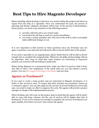 Best Tips to Hire Magento Developer