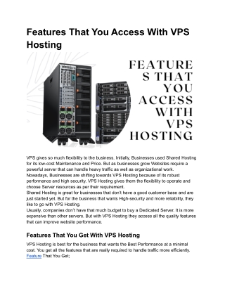 Features That You Access With VPS Hosting