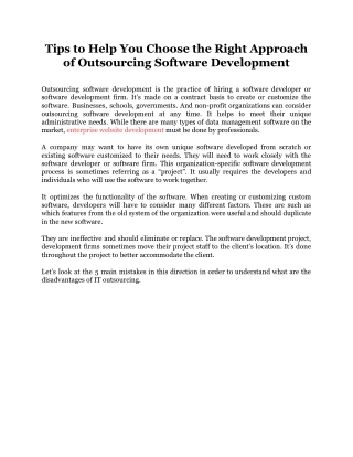 Tips to Help You Choose the Right Approach of Outsourcing Software Development