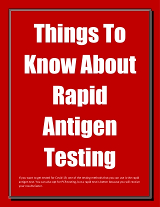Things To Know About Rapid Antigen Testing