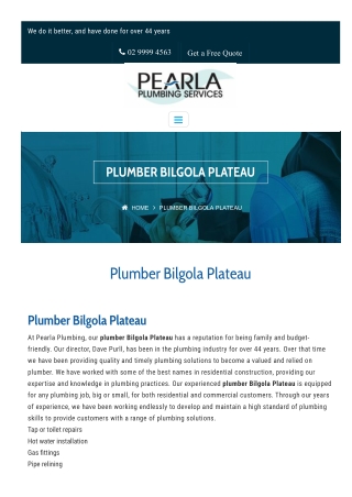 Plumber Bilgola Plateau