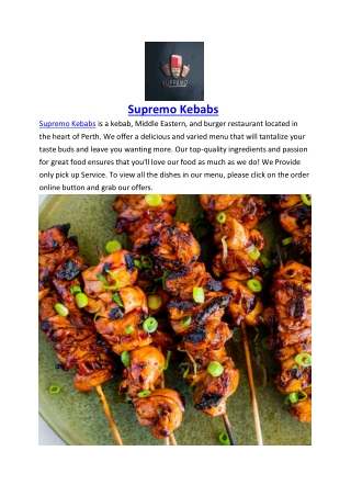 $5 off – Supremo Kebabs Takeaway menu Perth, WA