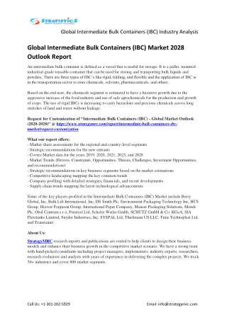 Global Intermediate Bulk Containers (IBC) Industry Report Key Players Analysis