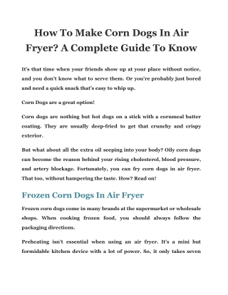 How To Make Corn Dogs In Air Fryer? A Complete Guide To Know
