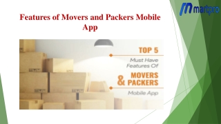 Features of Movers and Packers Mobile App