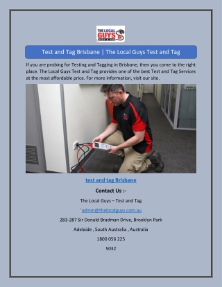 Test and Tag Brisbane | The Local Guys Test and Tag