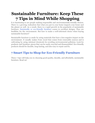 Sustainable Furniture_ Keep These 7 Tips in Mind While Shopping