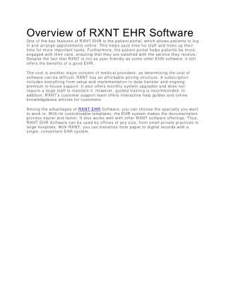 Overview of RXNT EHR Software
