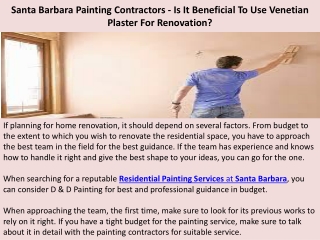 Santa Barbara Painting Contractors - Is It Beneficial To Use Venetian Plaster For Renovation